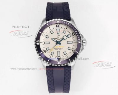 Best replica Breitling Superocean series cream white dial rubber strap 